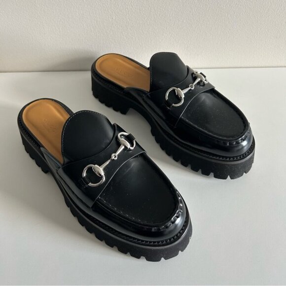 GUCCI Sylke horsebit-detailed glossed-leather mules Black Size 39.5 - Picture 4 of 10